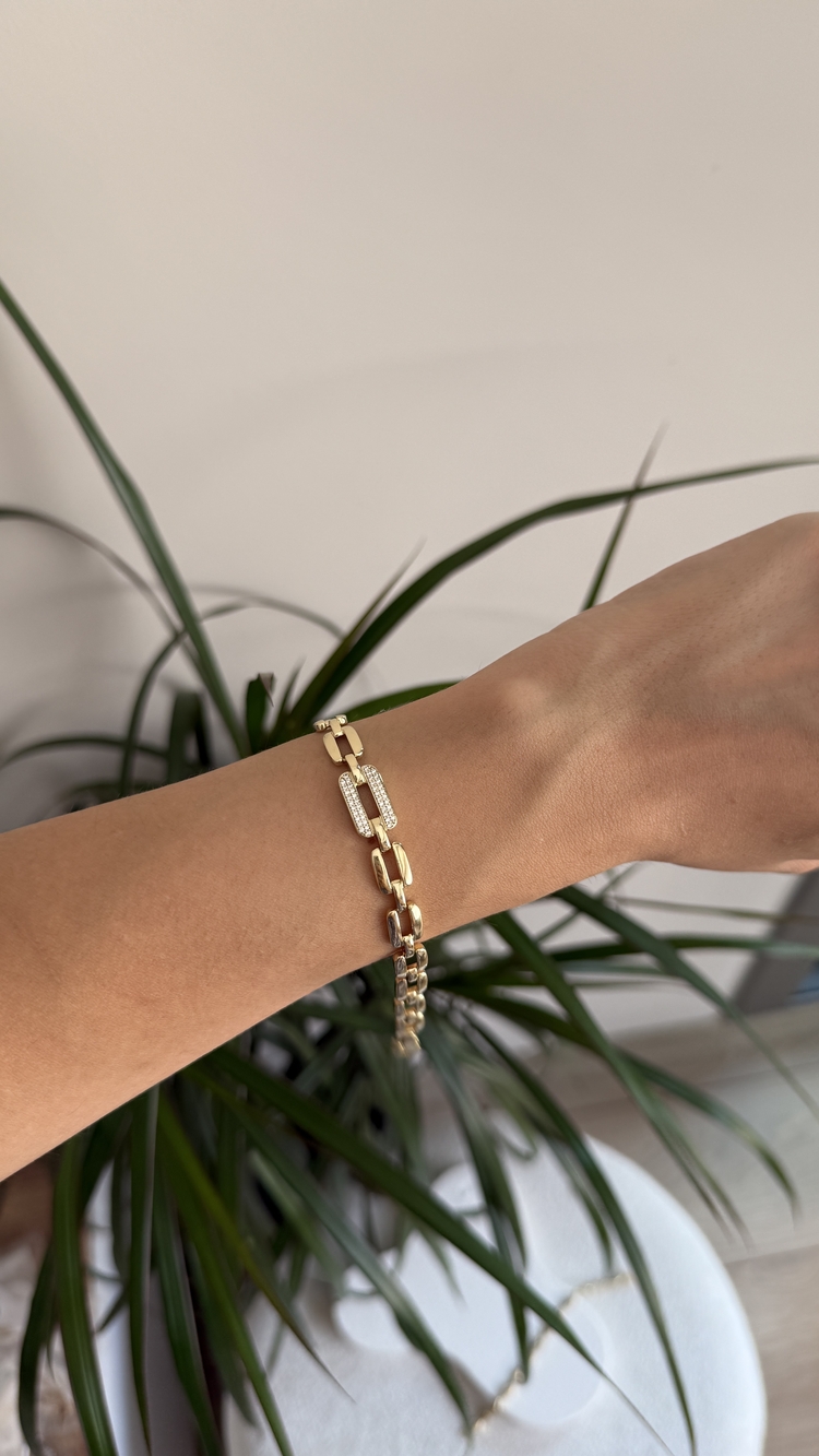 Özel seri 14k gold renk zirkon taşlı bileklik