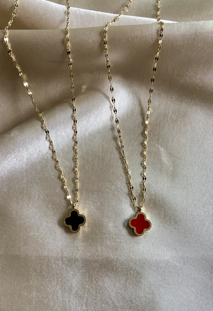 Çelik çift taraflı Van cleef kolye 