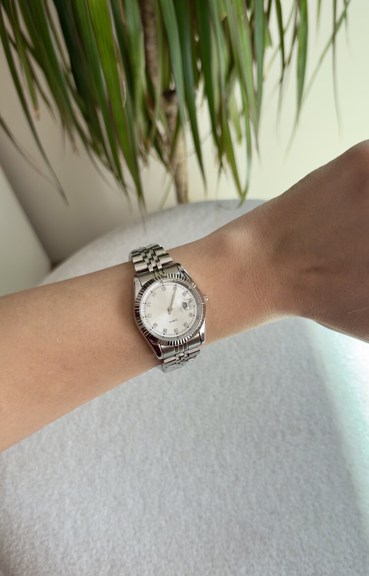 Beyaz kadran silver çelik unisex saat 