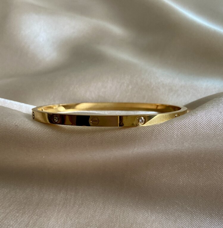 Çelik cartier model taşlı kelepçe