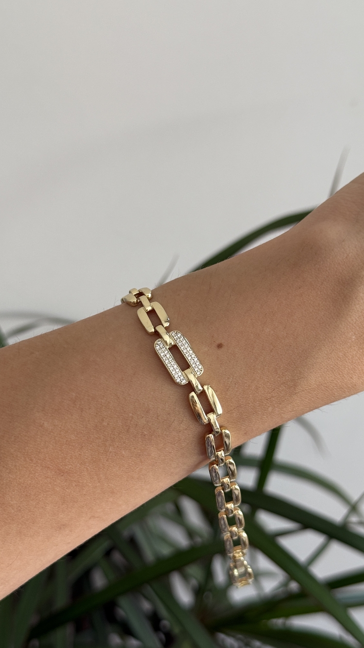 Özel seri 14k gold renk zirkon taşlı bileklik