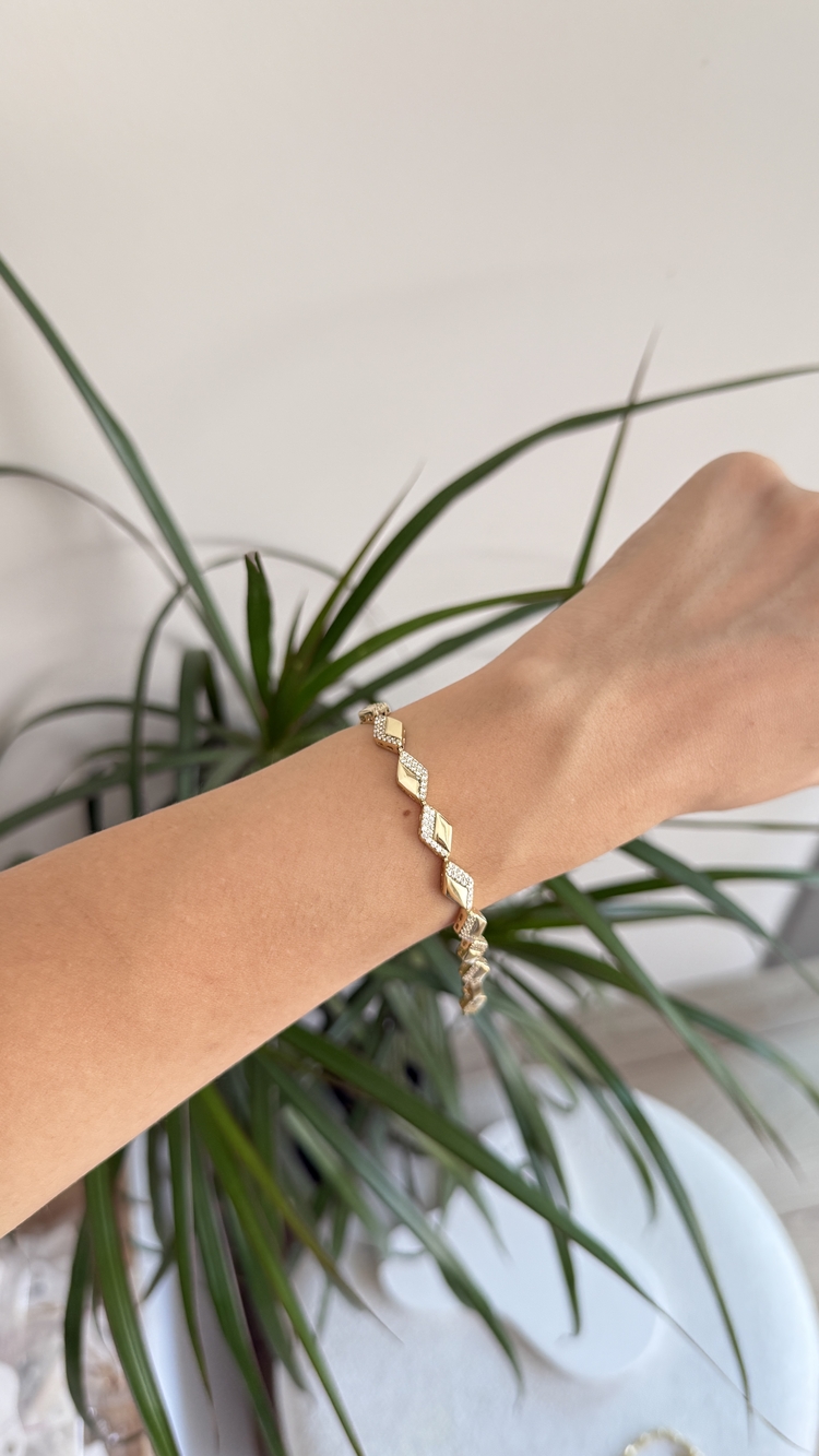 Özel seri 14k gold renk baklava dilim bileklik