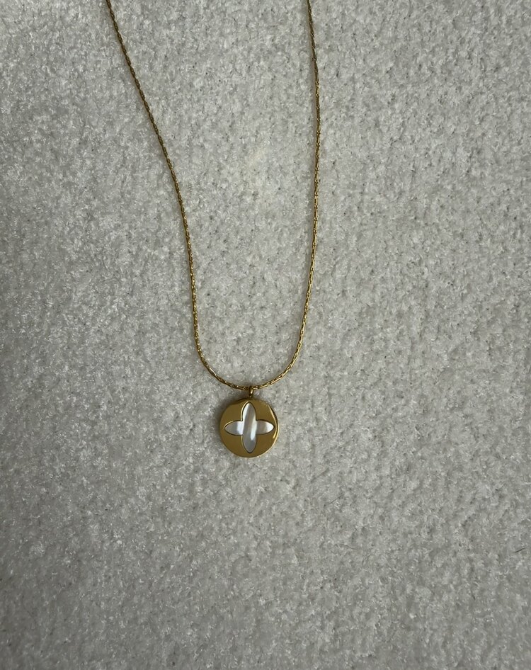 Van cleef model çelik yonca sedefli kolye 