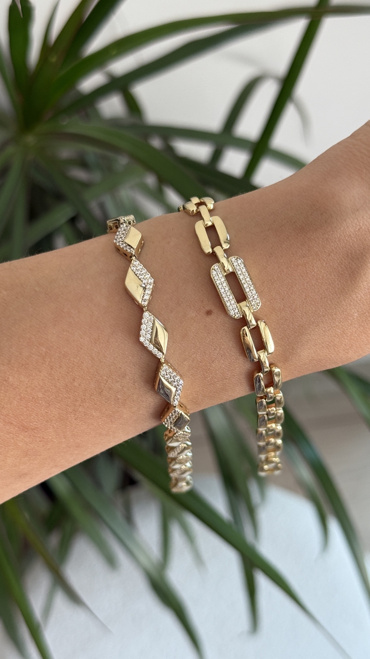Özel seri 14k gold renk baklava dilim bileklik