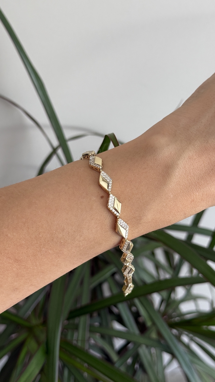 Özel seri 14k gold renk baklava dilim bileklik