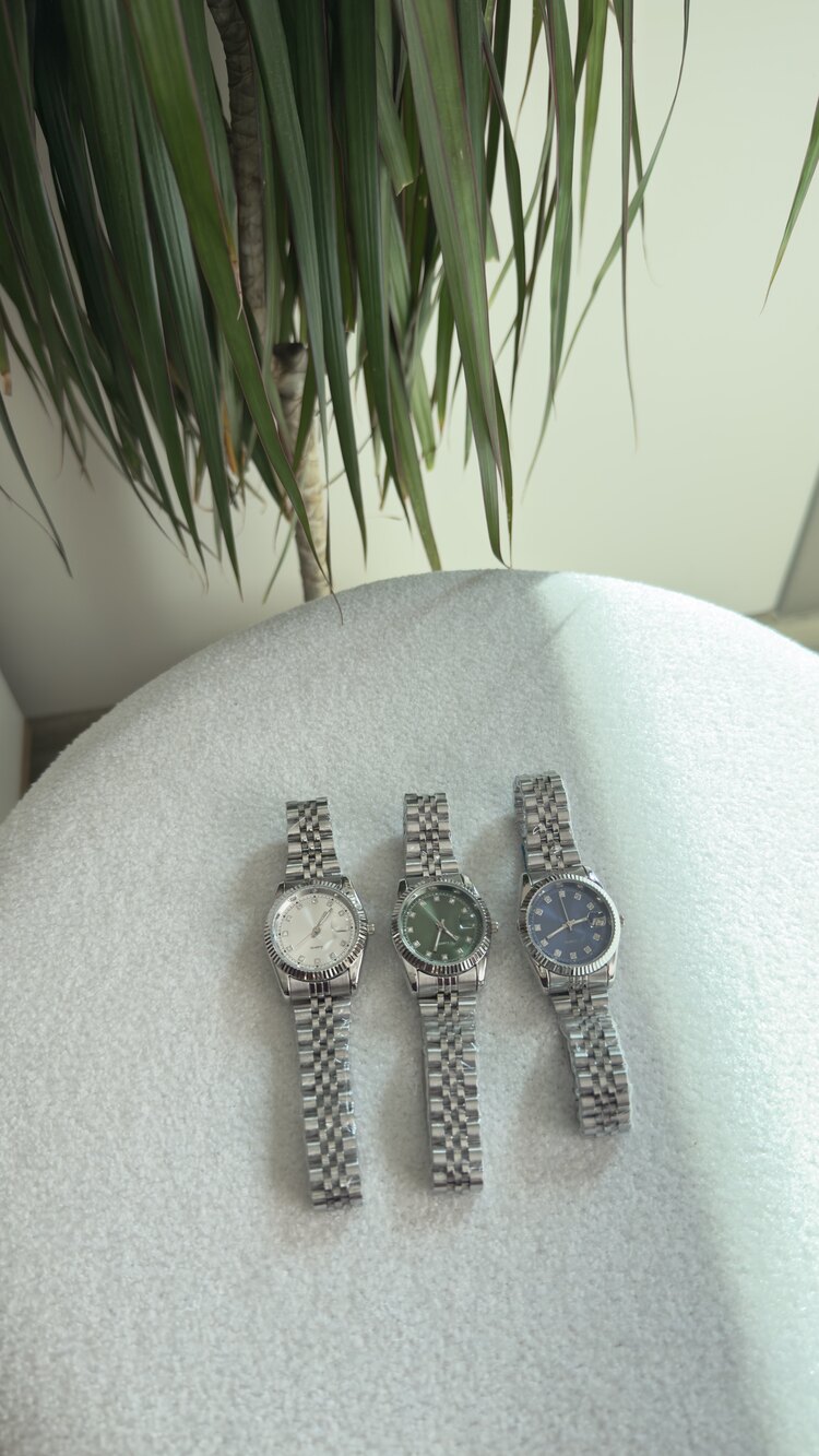 Lacivert kadran silver çelik unisex saat 