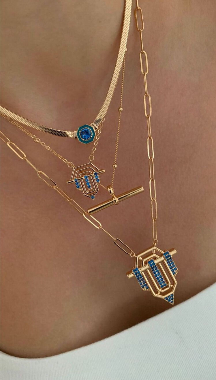 Vip seri serenay model renkli zirkon taşlı italyan zincir kolye