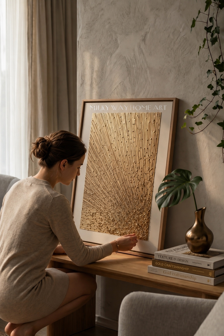 SUNBURST RÖLFEN GOLD DOKULU TABLO
