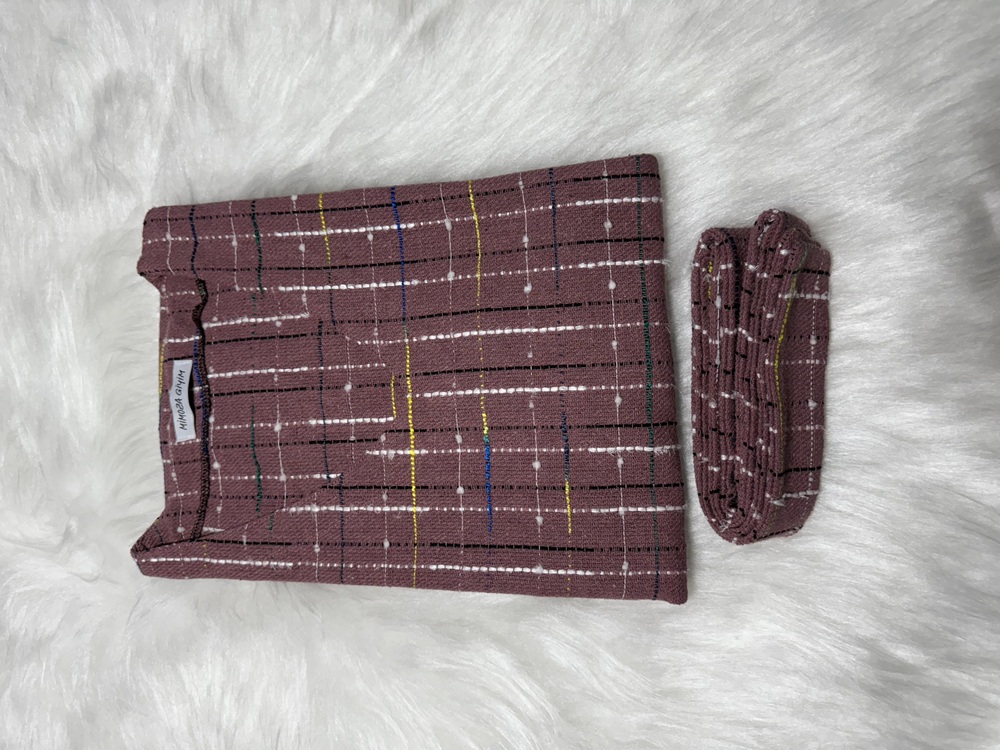 Toz Pembe Çizgili Grid Jile