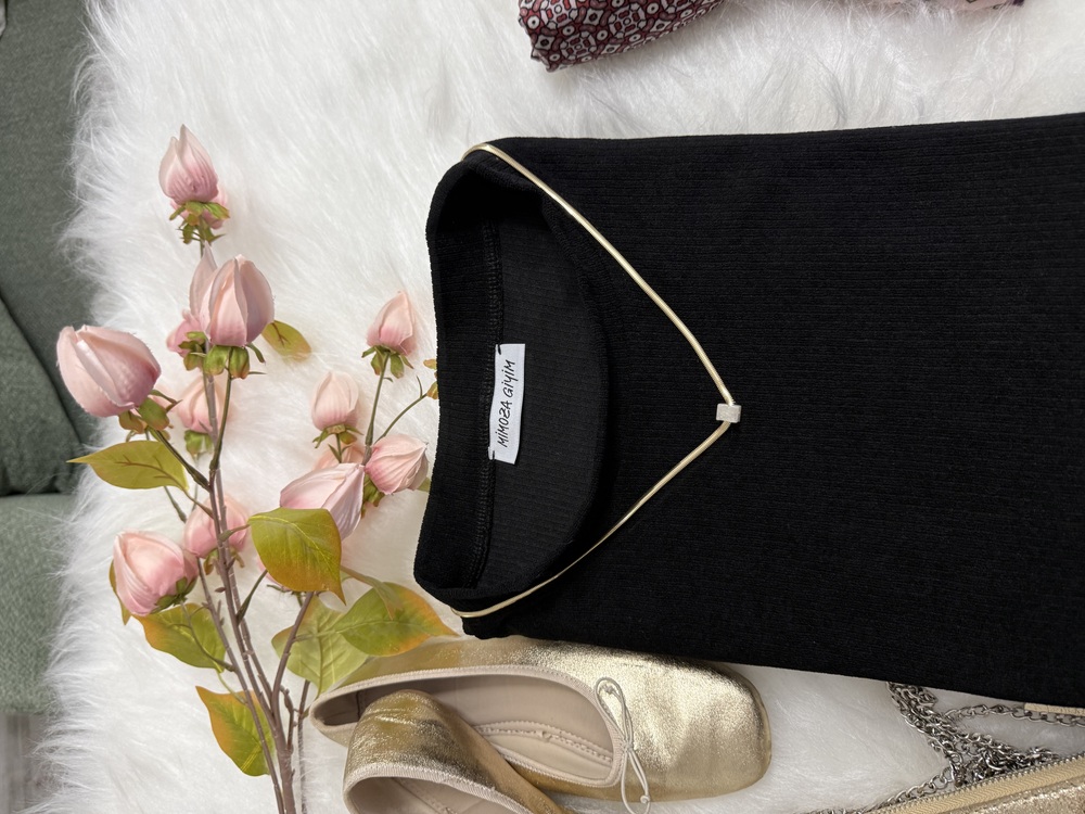 Siyah Fitilli Elbise