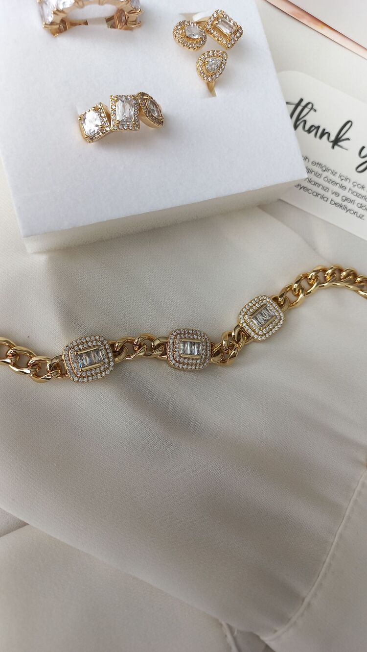 BAGET TAŞLI XUPİNG 14K GURMET BİLEKLİK