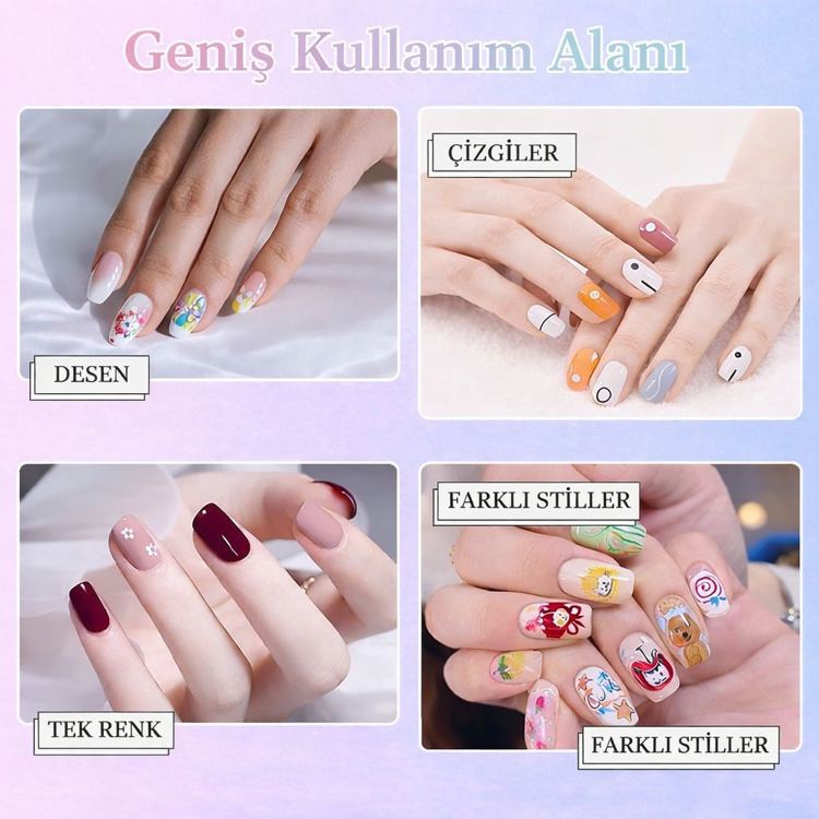 12’li Nail Art Kalemi Seti – İnce Uç