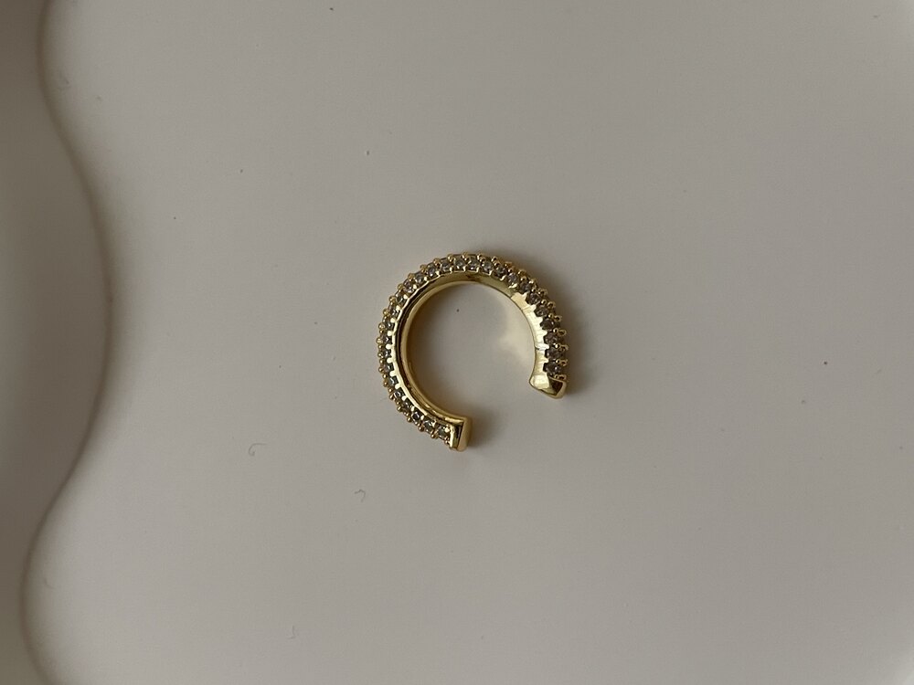 Gold yuvarlak taşlı earcuff