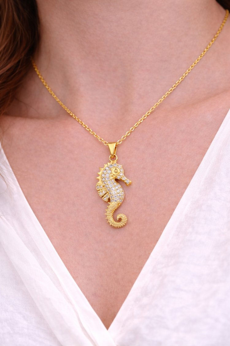 Ocean Pearl Denizatı Gold Kolye