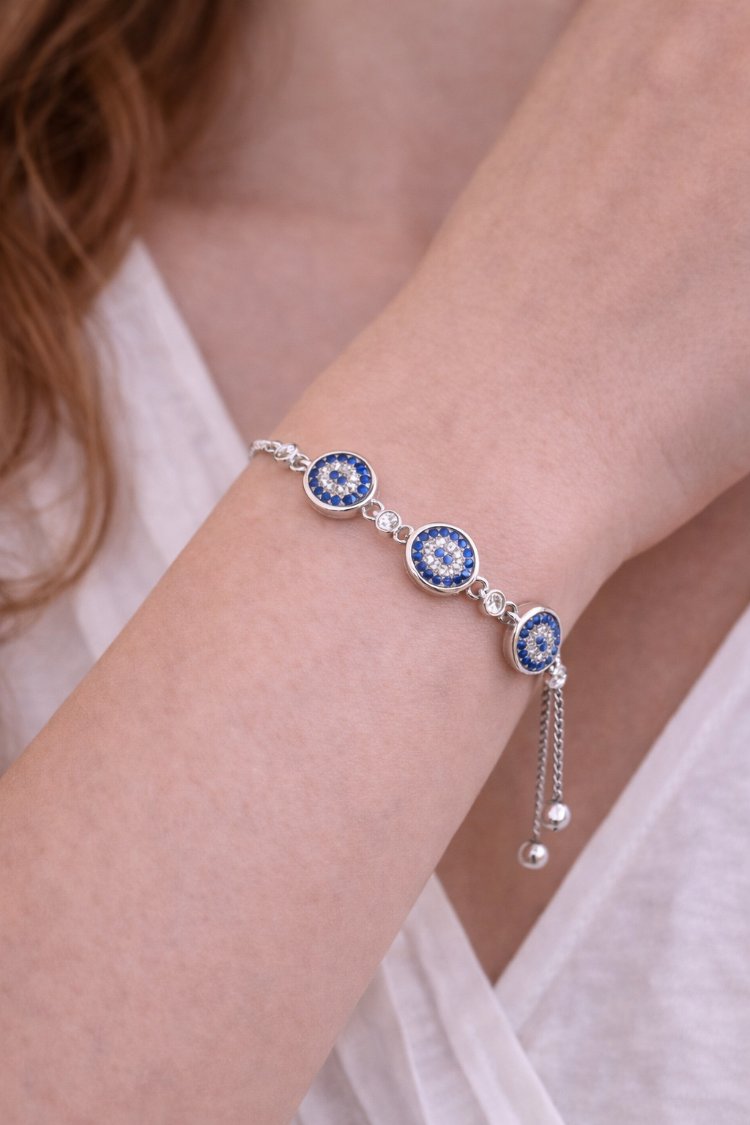 Blue Eye Charm Silver Bileklik VIP