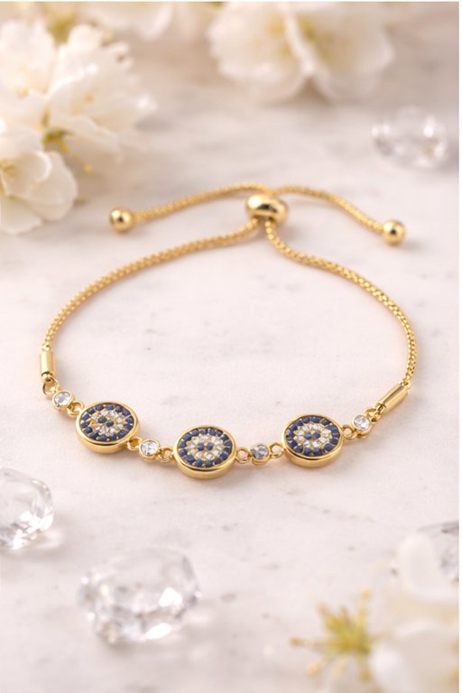 Blue Eye Charm Gold Bileklik VIP