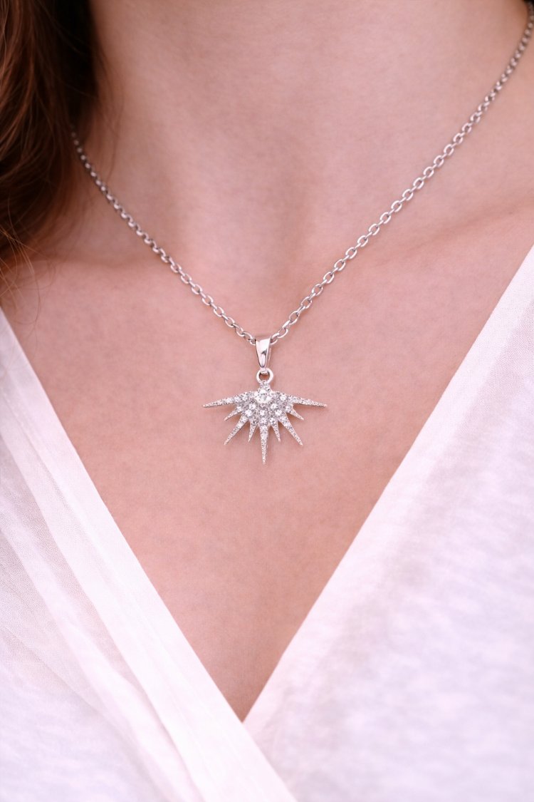 Sunburst Shine Silver Kolye