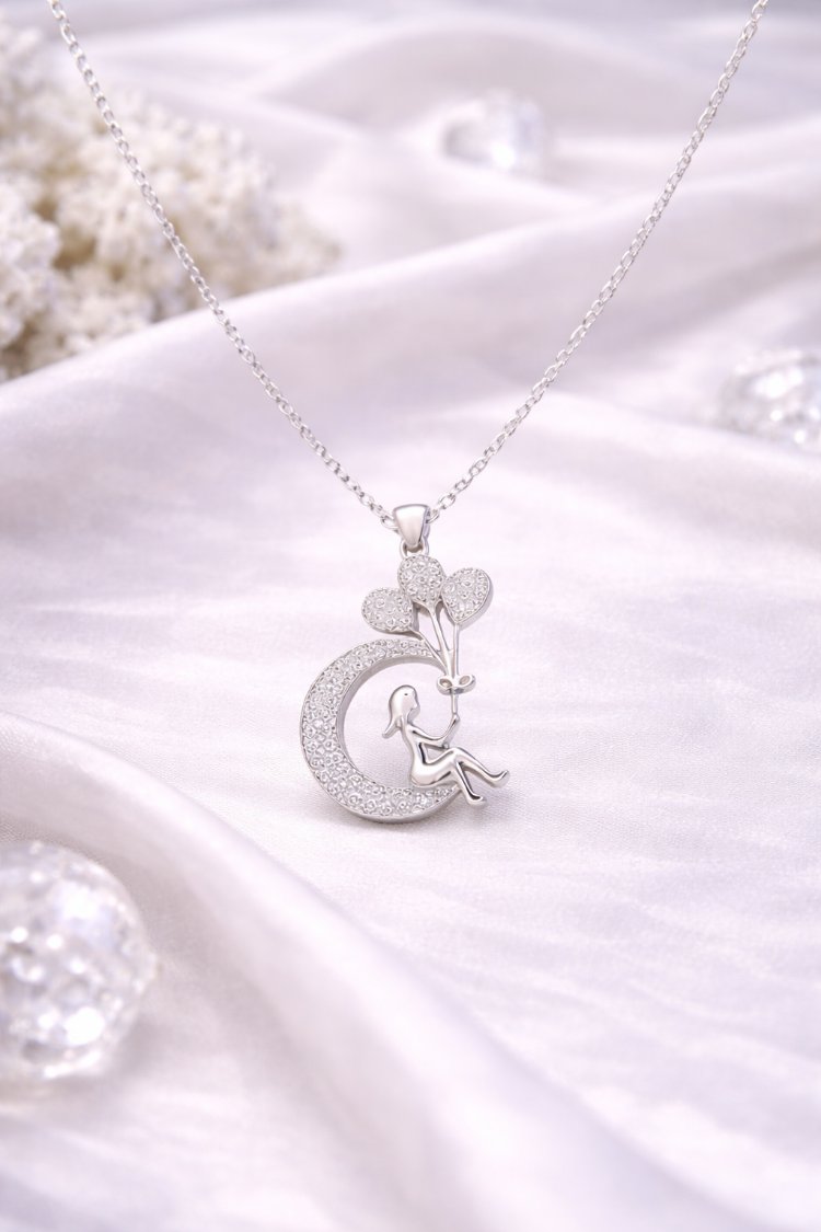 Ay Işığı Kalp Balon Silver Kolye
