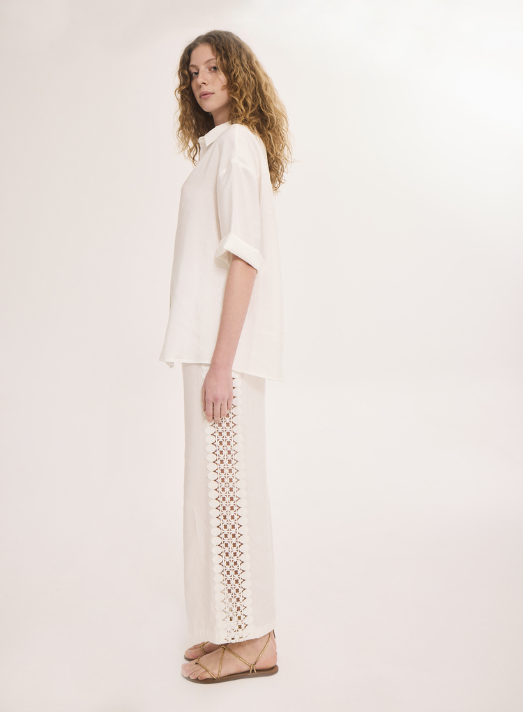 AYDA Dantelli Pantolon / Ekru