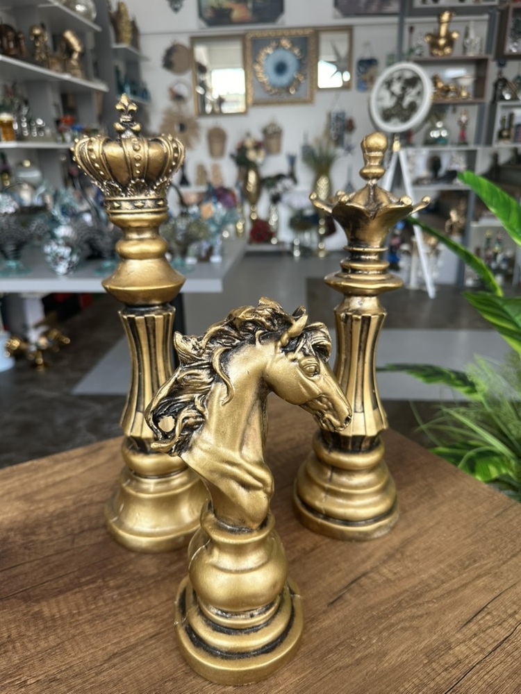 3'lü Set Satranç Set Gold