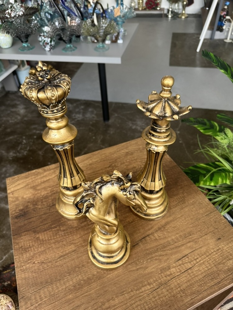 3'lü Set Satranç Set Gold