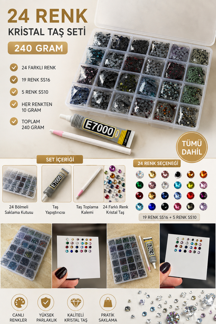 Bedazzling Kit 24 Renk Taşlama Seti
