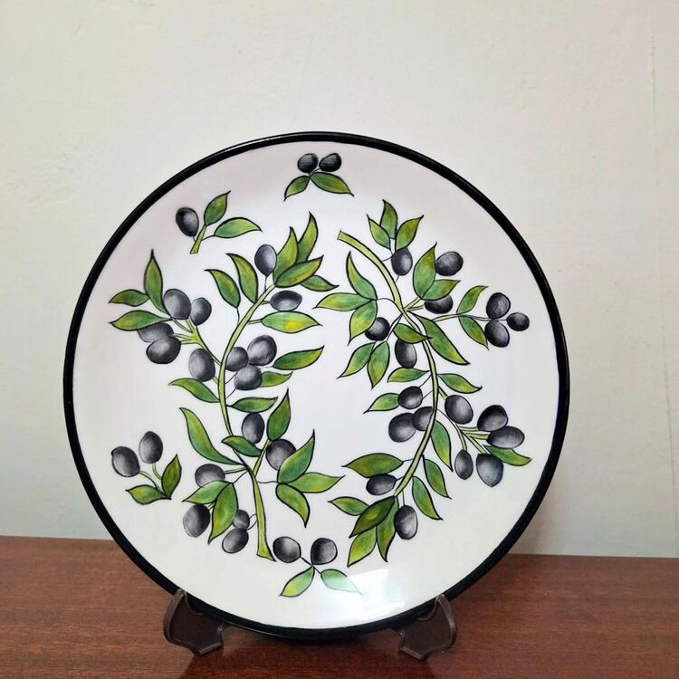 Modern Zeytin Desenli Çini Tabak
