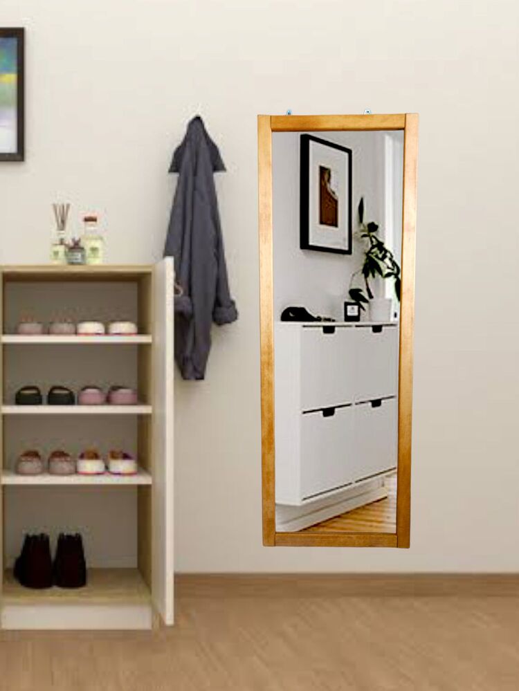 Tütün renk ahşap çerçeve Duvar hol boy ayna (130x45) tütün