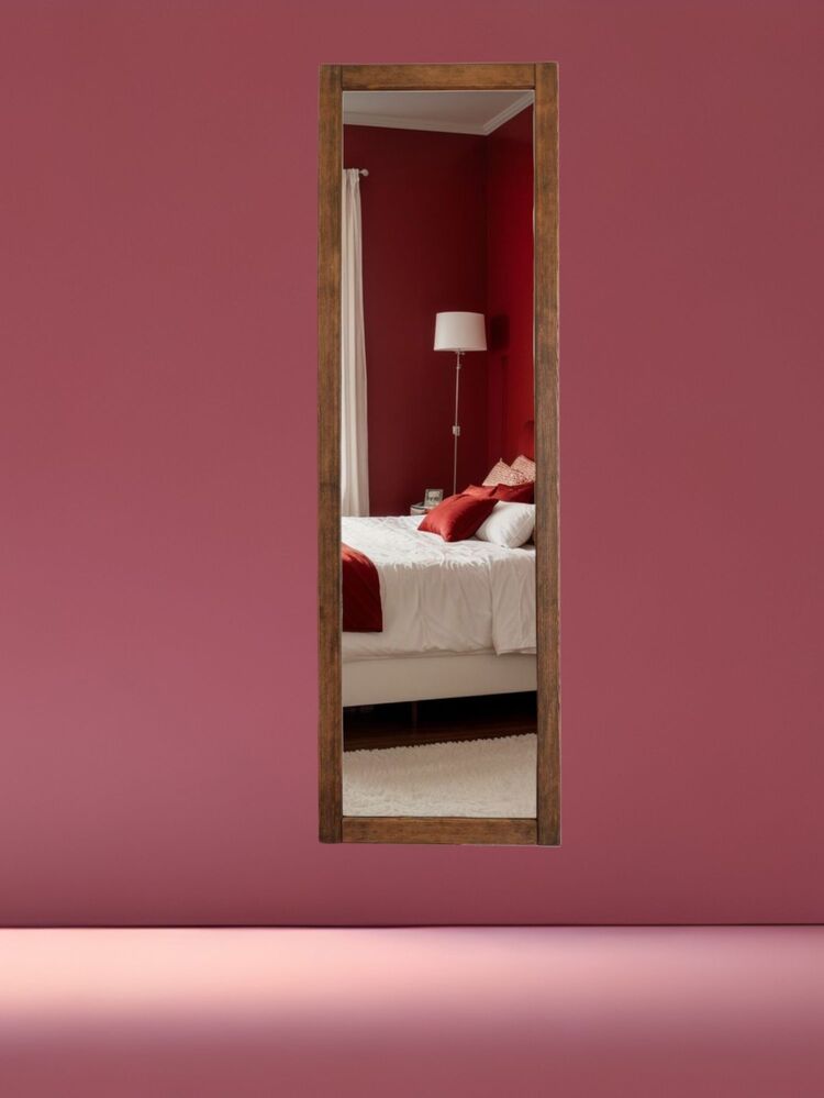 Ceviz renk Ahşap çerçeve duvara ayna 121x37 cm antre hol boy ayna


