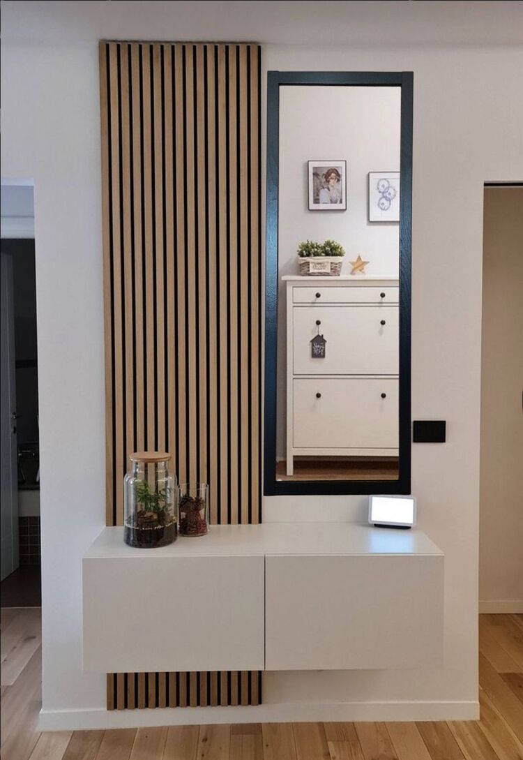 Siyah Ahşap Çerçeve Boy Ayna Hol Antre Room 130x45