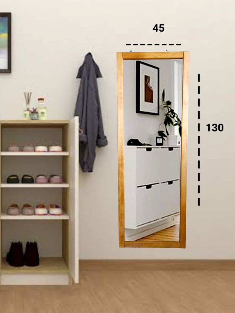 Tütün renk ahşap çerçeve Duvar hol boy ayna (130x45) tütün