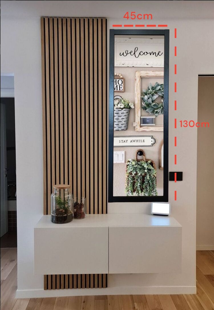 Siyah Ahşap Çerçeve Boy Ayna Hol Antre Room 130x45