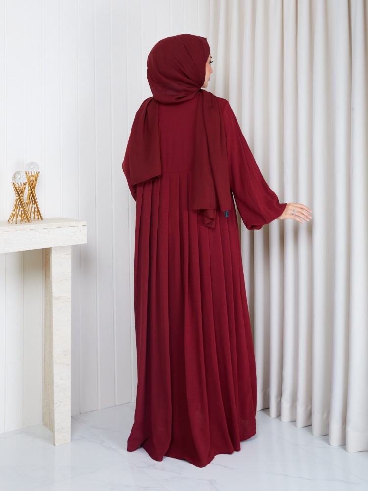 AYROBİN ELBİSE (BORDO)