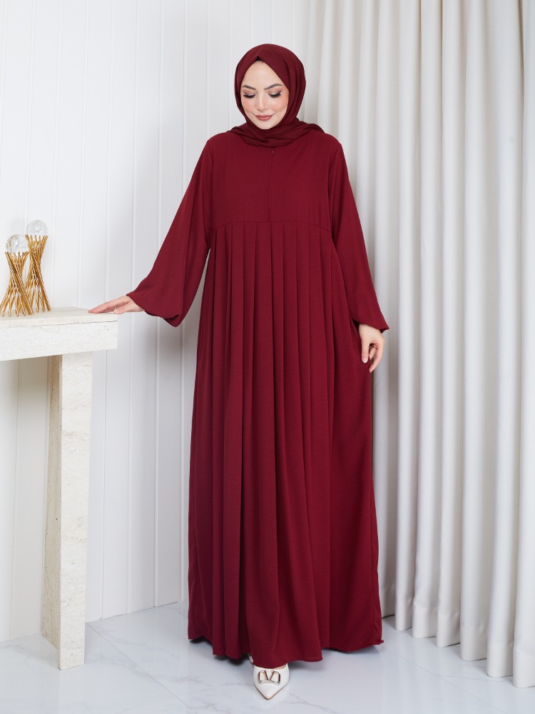 AYROBİN ELBİSE (BORDO)