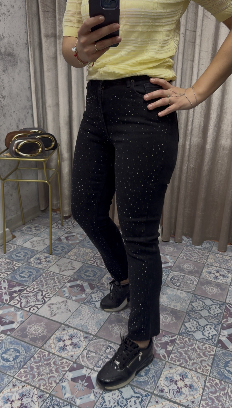 Taşlı Boyfit Kot Pantolon