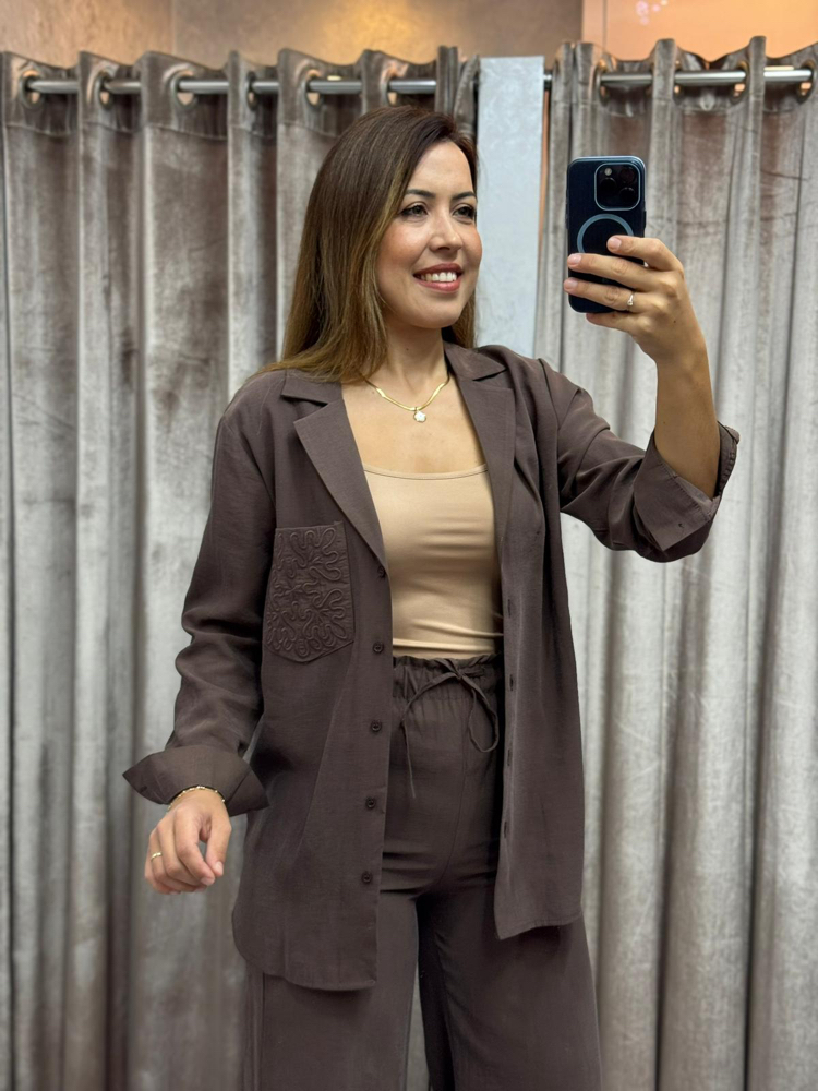 Cebi nakışlı ceket pantolon takım