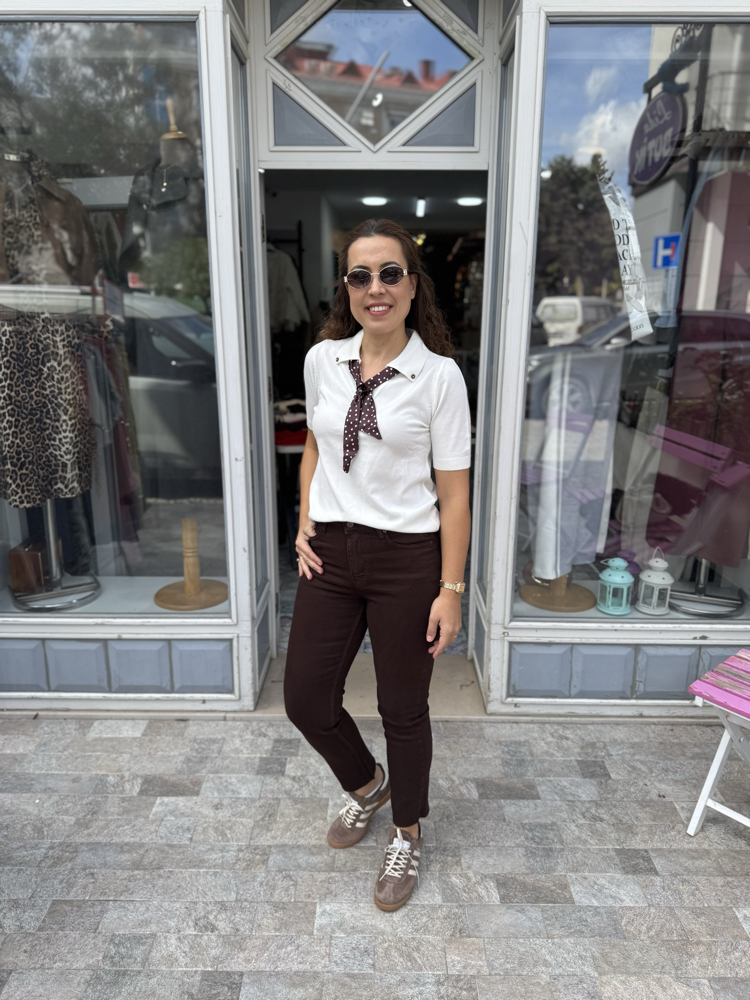 Merserize fularlı triko
