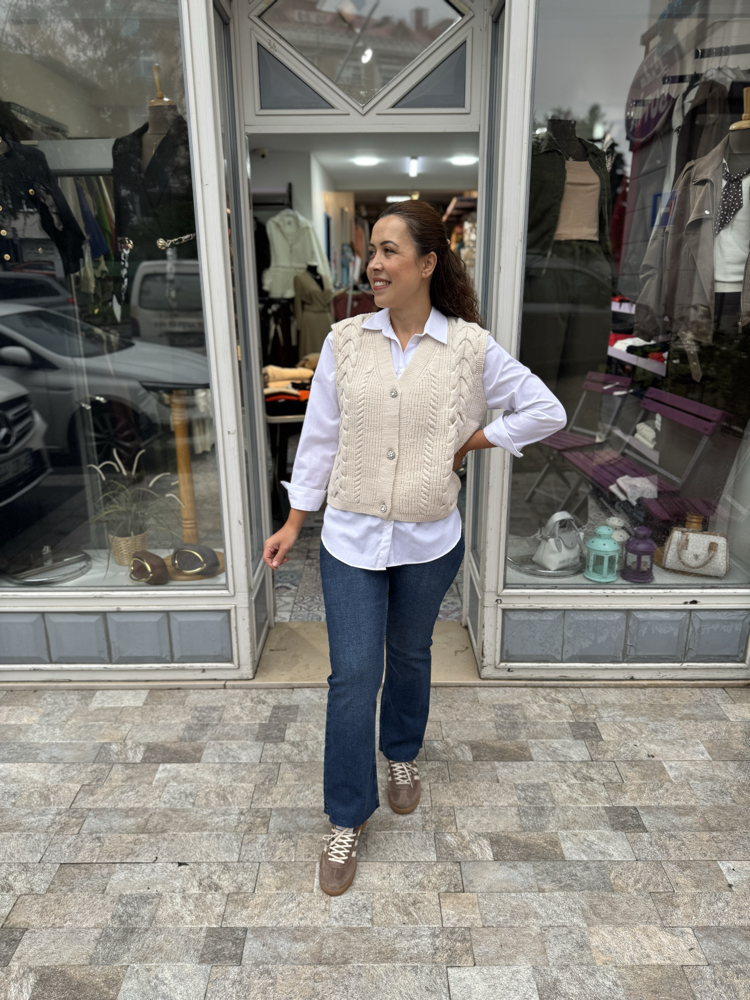 Düğme detay Yelek 