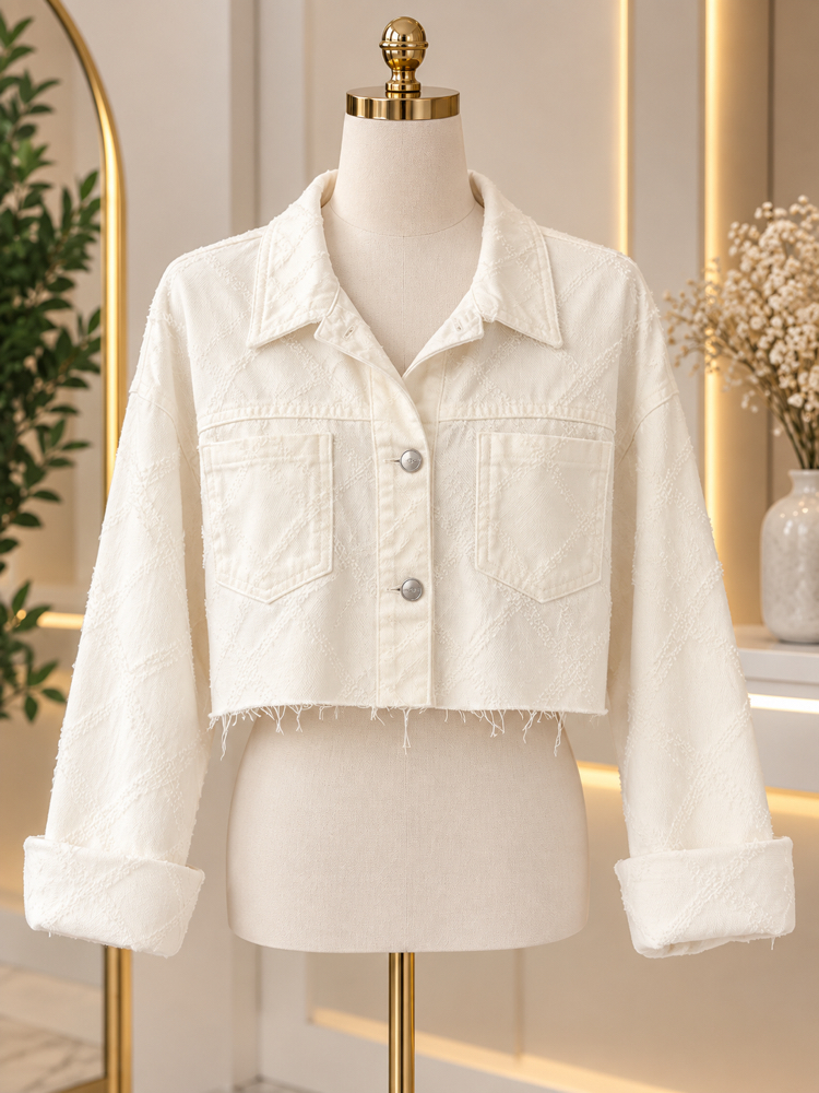 Desenli crop ceket 