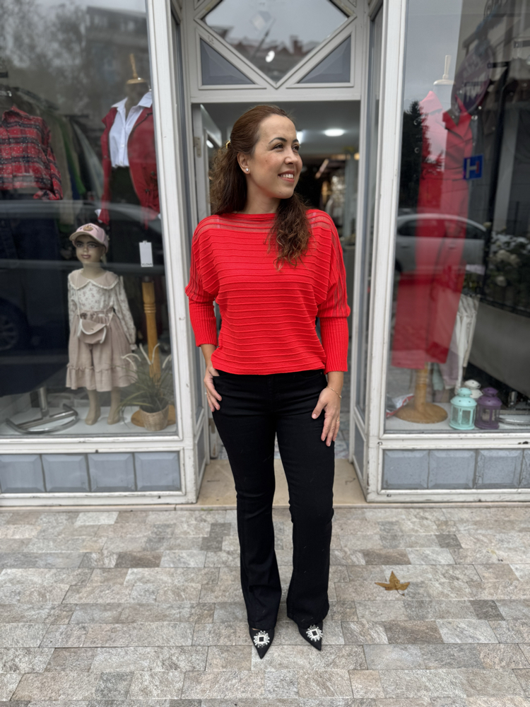 Transparan Çizgili Triko