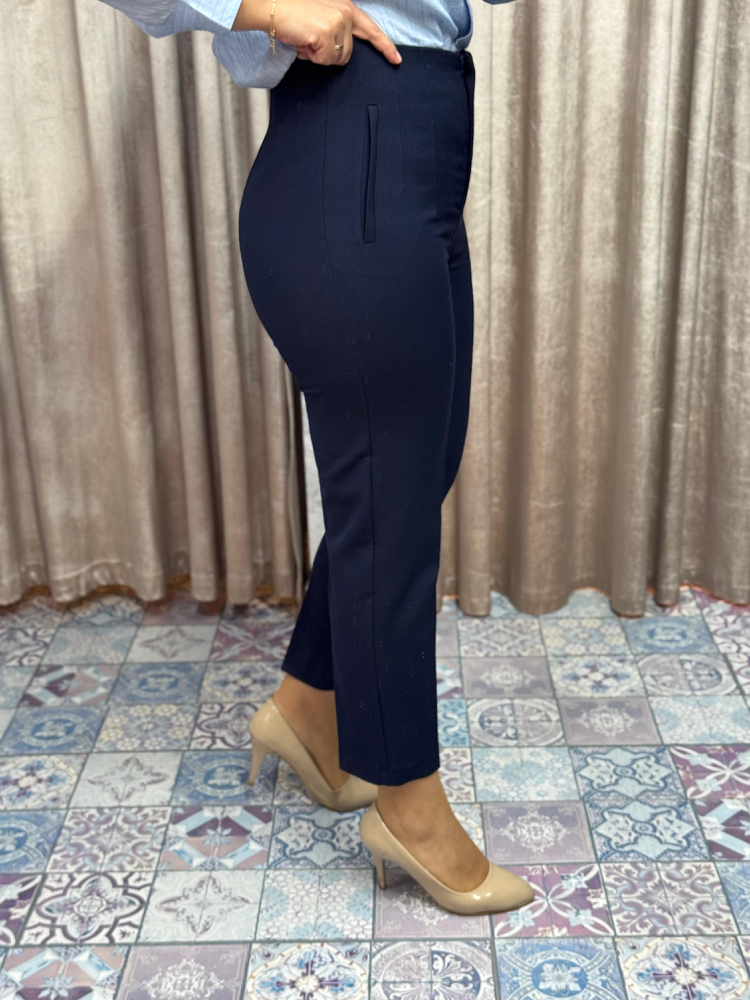 Yüksek bel önü dikişli kumaş pantolon