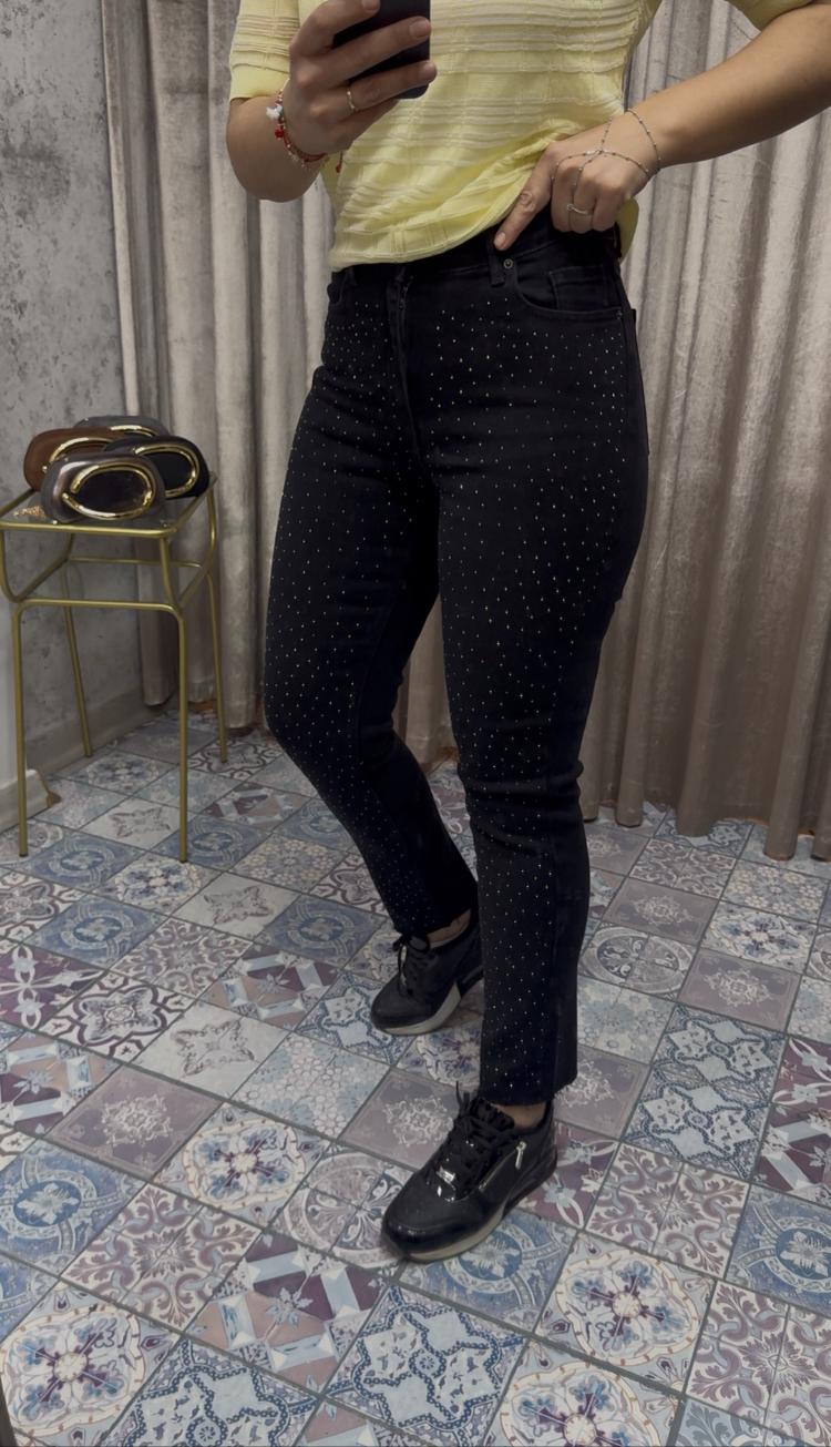 Taşlı Boyfit Kot Pantolon