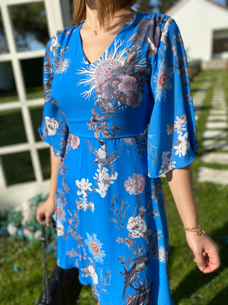 Desenli şifon elbise