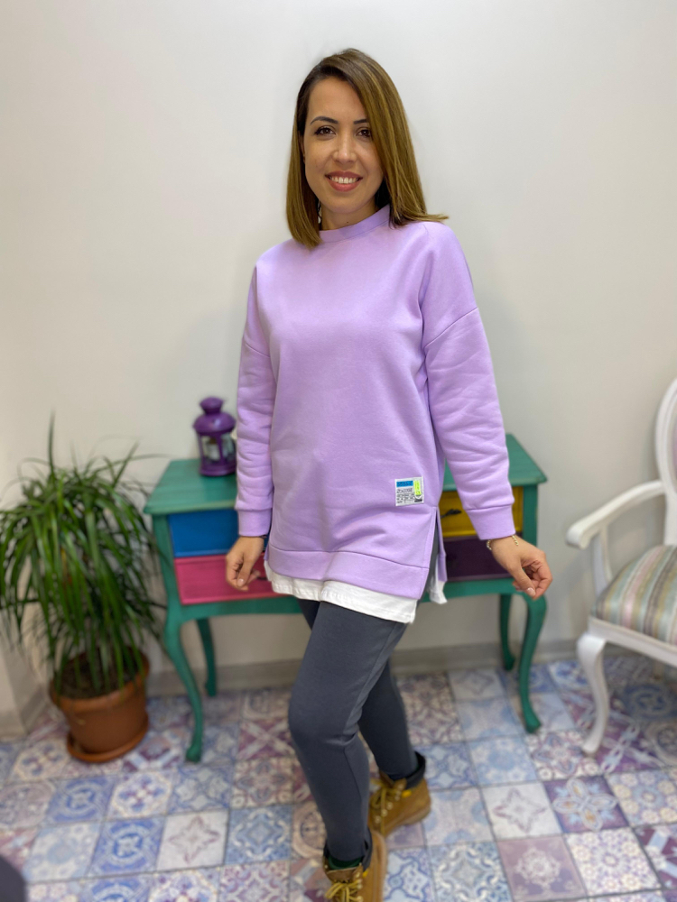 Yanı yırtmaçlı sweatshirt 