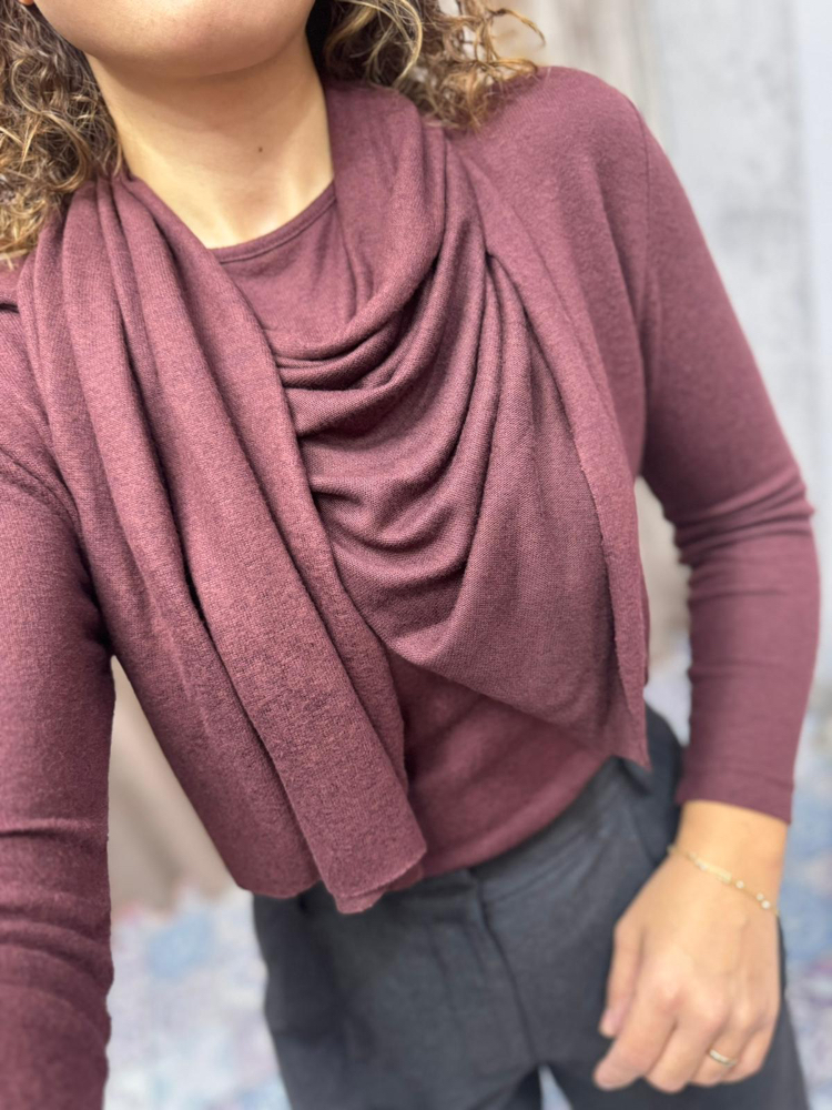 Şal detaylı triko bluz