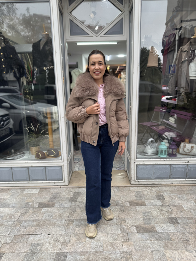 Yakası Kürklü Şişme Mont