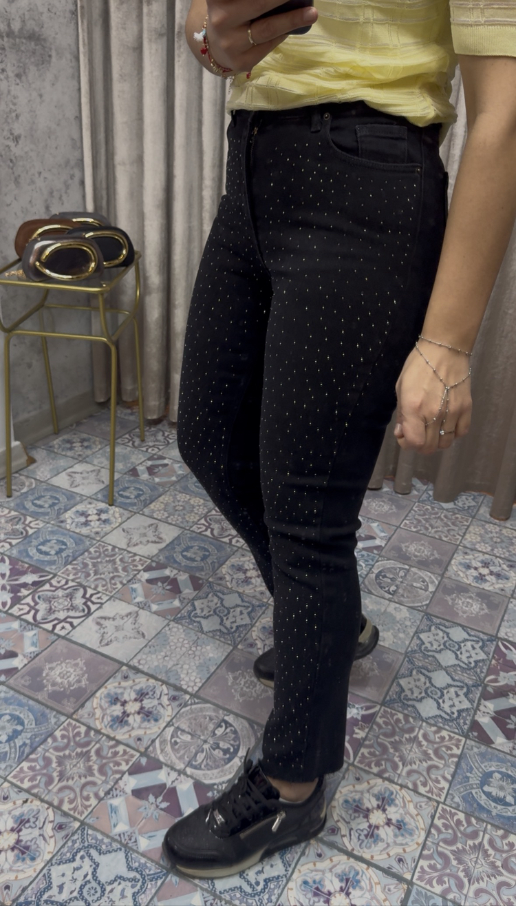 Taşlı Boyfit Kot Pantolon