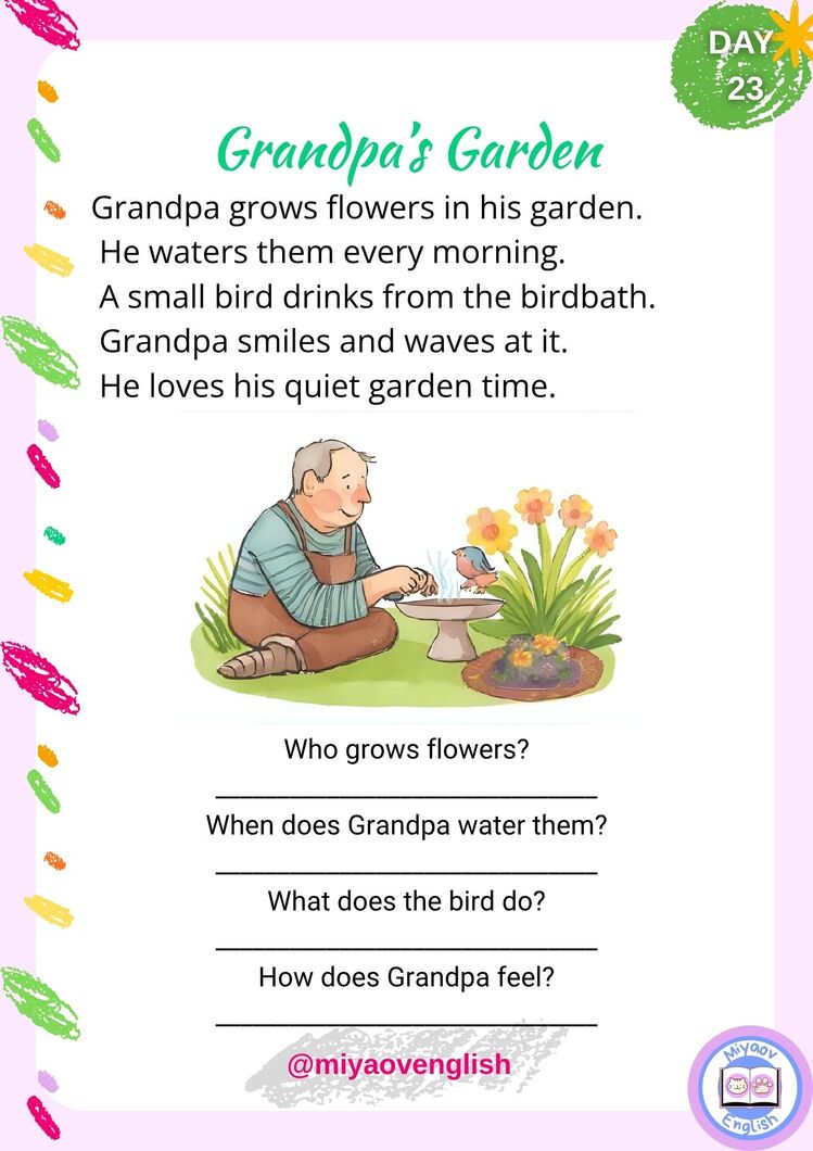 31 Günlük Konuşma Okuma Yazma Kartları - PDF  miyaovenglish