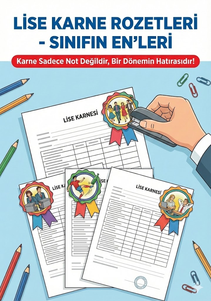 LİSE KARNE ROZETLERİ - 100+ADET - SINIFIN ENLERİ PDF
