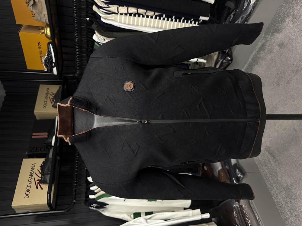 Outlet ürünü İthal Zegna Kabartma Desenli Triko Ceket Mont (3434-Siyah)